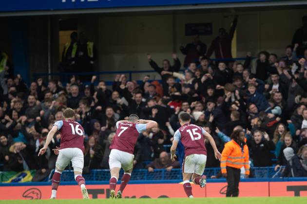 John McGinn of Aston Villa celebrates scoring his goal during the Premier League match between Chelsea and Aston Villa at Stamford Bridge, London, England on 1 April 2023. Copyright: xSalvioxCalabresex 36440020