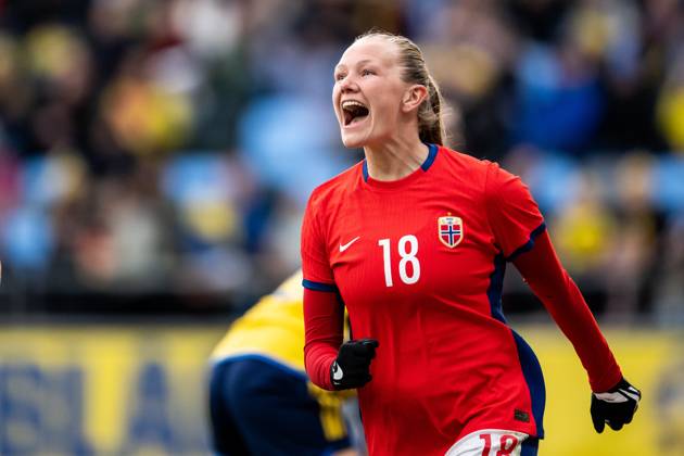 230411 Frida Maanum of Norway celebrates after scoring 1-1 during the International Friendly, Länderspiel, Nationalmannschaft football match between Sweden and Norway on April 11, 2023 in Göteborg. Photo: Jörgen Jarnberger BILDBYRAN COP 112 JJ0272 fotboll football soccer fotball träningslandskamp international friendly sverige a sweden norge norway dam bbeng jubel Copyright: JÖRGENxJARNBERGER BB230411JJ031