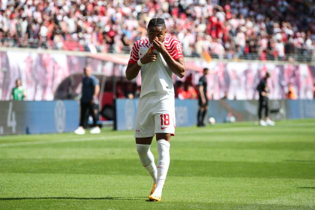 Torjubel - Torschütze Christopher Nkunku (RB Leipzig,18) trifft zum 2-0 - 1. Fussball Bundesliga Saison 2022-2023 Punktspiel RB Leipzig vs. FC Schalke 04 in der Red Bull Arena in Leipzig - Aktion,Fussball,Deutschland,Mann,Männer,27.05.2023