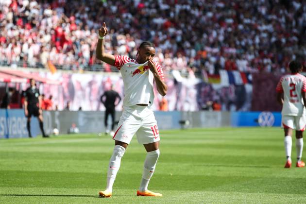 Torjubel - Torschütze Christopher Nkunku (RB Leipzig,18) trifft zum 2-0 - 1. Fussball Bundesliga Saison 2022-2023 Punktspiel RB Leipzig vs. FC Schalke 04 in der Red Bull Arena in Leipzig - Aktion,Fussball,Deutschland,Mann,Männer,27.05.2023