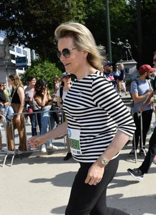 Queen Mathilde of Belgium pictured during the 43th edition of the 20 km door Brussel - 20 km de Bruxelles running event, Sunday 28 May 2023 in Brussels. JOHNxTHYS x68050013x
