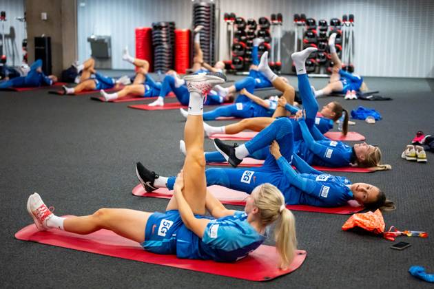 Sport Bilder des Tages 230717 Emma Stolen Godo of the Norwegian women?s national football team during an indoor gym session ahead of the FIFA Women s World Cup on July 17, 2023 in Auckland. Photo: Vegard Grott BILDBYRAN kod VG VG0480 bbeng fotball fotboll football norge norway a kvinner dam fotbolls-vm fotball vm kvinner världsmästerskap vm fifa womens world cup träning practice training day -3 gym Copyright: VEGARDxGRoTT BB230717VG022