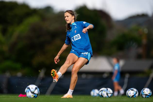 230723 Emma Stolen Godo of the Norwegian women?s national football team at a training session during the FIFA Women s World Cup on July 23, 2023 in Auckland. Photo: Vegard Grott BILDBYRAN kod VG VG0491 bbeng fotball fotboll football norge norway a kvinner dam fotbolls-vm fotball vm kvinner världsmästerskap vm fifa womens world cup träning practice training day 4 Copyright: VEGARDxGRoTT BB230723VG020