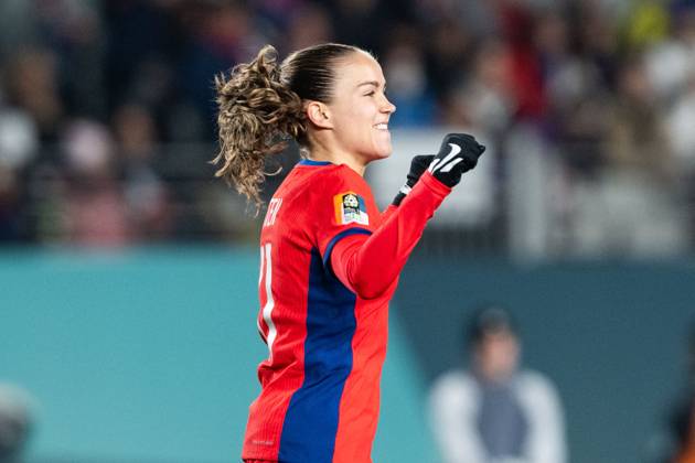 230730 Guro Reiten of Norway celebrates after scoring 5-0 during the FIFA Women s World Cup football match between Norway and Philippines on July 30, 2023 in Auckland. Photo: Vegard Grott BILDBYRAN kod VG VG0505 bbeng fotball fotboll football a kvinner dam fotbolls-vm fotball vm kvinner världsmästerskap verdensmesterskap vm fifa womens world cup day 11 norge norway philippines filippinene filippinerna jubel Copyright: VEGARDxGRoTT BB230730VG070