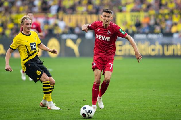 1.Bundesliga, 1.Spieltag: Borussia Dortmund - 1.FC Koeln, Dortmund, Signal Iduna Park, 19.08.2023 Zweikampf Dejan Ljubicic (1. FC Koeln, 7), Julian Brandt (Borussia Dortmund, 19) 1.Bundesliga, 1.Spieltag: Borussia Dortmund - 1.FC Koeln, Dortmund, Signal Iduna Park, 19.08.2023 DFL Regulations prohibit any of use of photographs as image sequences and quasi video Copyright: xBEAUTIFULxSPORTS Buriakovx