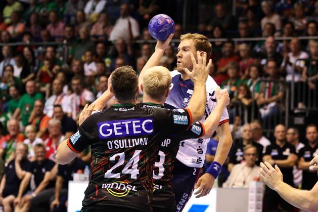 Simon Pytlick (SG Flensburg Handewitt,2) - Handball Bundesliga Saison 2023-2024 SC Magdeburg vs. SG Flensburg-Handewitt in der GETEC Arena in Magdeburg - Aktion,Handball,Deutschland,03.09.2023