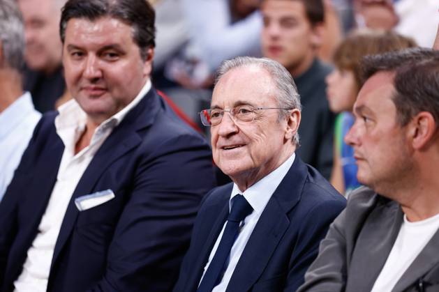 October 10, 2023, MADRID, MADRID, SPAIN: Florentino Perez, President of Real Madrid, is seen during the basketball friendly match played between Real Madrid and Dallas Mavericks at Wizink Center pavilion on October 10, 2023, in Madrid, Spain. MADRID SPAIN - ZUMAa181 20231010_zaa_a181_033 Copyright: xOscarxJ.xBarrosox