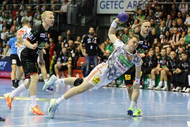 Justus Fischer (TSV Hannover-Burgdorf,54) - Handball Bundesliga Saison 2023-2024 SC Magdeburg vs. TSV Hannover-Burgdorf in der GETEC Arena in Magdeburg - Aktion,Handball,Deutschland,15.10.2023