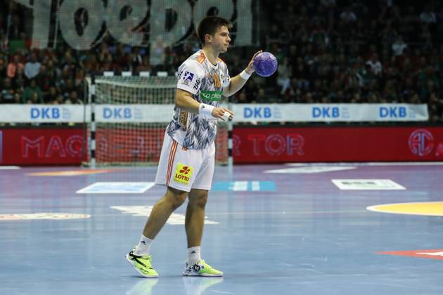 Renars Uscins (TSV Hannover-Burgdorf,10) - Handball Bundesliga Saison 2023-2024 SC Magdeburg vs. TSV Hannover-Burgdorf in der GETEC Arena in Magdeburg - Freisteller,Aktion,Handball,Deutschland,15.10.2023