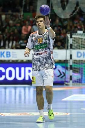 Renars Uscins (TSV Hannover-Burgdorf,10) - Handball Bundesliga Saison 2023-2024 SC Magdeburg vs. TSV Hannover-Burgdorf in der GETEC Arena in Magdeburg - Freisteller,Aktion,Handball,Deutschland,15.10.2023