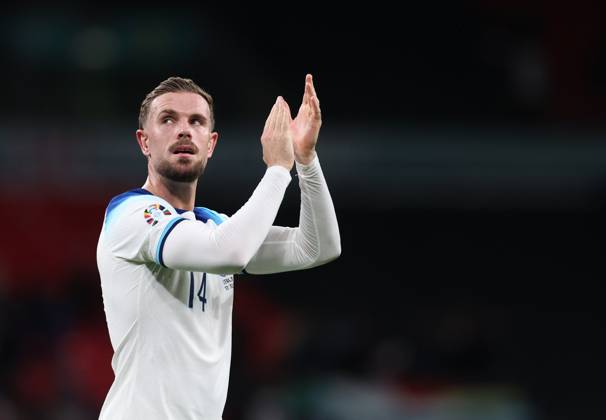 London, England, 17th October 2023. Jordan Henderson of England applauds the fans after the UEFA European Championship, EM, Europameisterschaft Qualifying match at Wembley Stadium, London. Picture credit should read: David Klein Sportimage EDITORIAL USE ONLY. No use with unauthorised audio, video, data, fixture lists, club league logos or live services. Online in-match use limited to 120 images, no video emulation. No use in betting, games or single club league player publications. SPI-2649-0136
