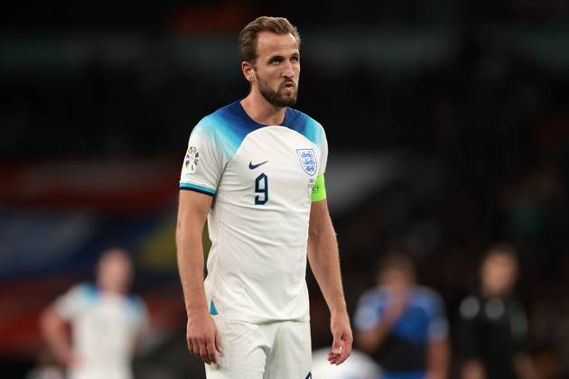 London, England, 17th October 2023. Harry Kane of England looks on during the UEFA European Championship, EM, Europameisterschaft Qualifying match at Wembley Stadium, London. Picture credit should read: Jonathan Moscrop Sportimage EDITORIAL USE ONLY. No use with unauthorised audio, video, data, fixture lists, club league logos or live services. Online in-match use limited to 120 images, no video emulation. No use in betting, games or single club league player publications. SPI-2650-0026