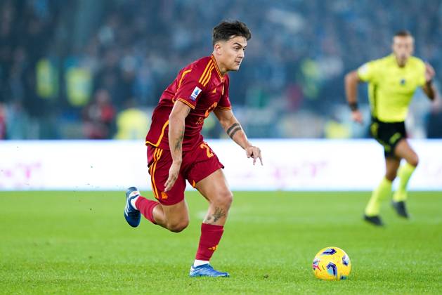 Paulo Dybala of AS Roma in action during the Serie A match between SS Lazio and AS Roma at Stadio Olimpico Rome Italy on 12 November 2023. Rome Stadio Olimpico Rome Italy Copyright: xPhotoxSportxPicsx SP24-755-079