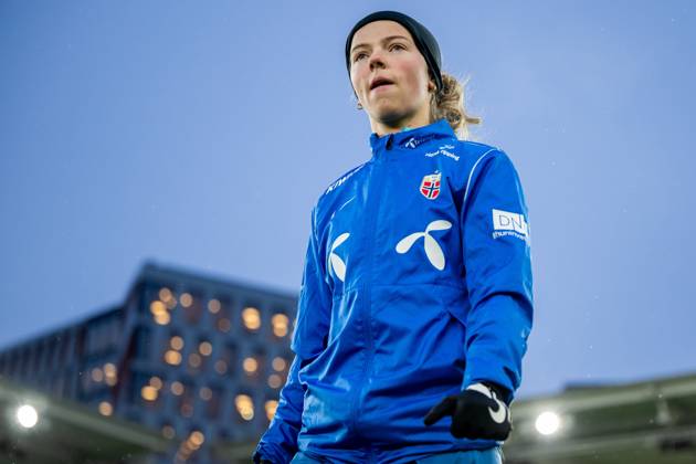 231128 Justine Kielland of the Norwegian women s national football team during a training session on November 28, 2023 in Oslo. Photo: Vegard Grott BILDBYRAN kod VG VG0562 bbeng fotboll football soccer fotball norge norway women dam nations league träning practice training trening Copyright: VEGARDxGRoTT BB231128VG033