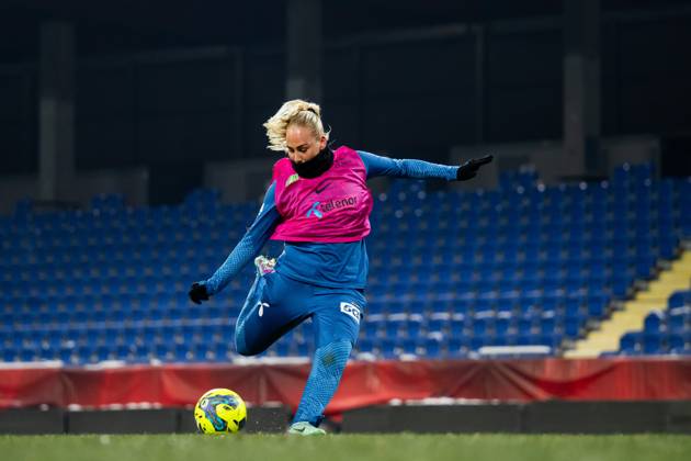 231204 Cathinka Tandberg of the Norwegian women s national football team during a training session on December 4, 2023 in Sankt Pölten. Photo: Vegard Grott BILDBYRAN kod VG VG0567 bbeng fotboll football soccer fotball norge norway women dam nations league träning practice training trening st pölten Copyright: VEGARDxGRoTT BB231204VG072
