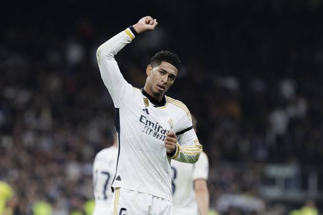 LA LIGA EA Sports - Real Madrid vs Villarreal Jude Bellingham of Real Madrid is celebrating a goal during the La Liga 2023 24 match between Real Madrid and Villarreal at Santiago Bernabeu Stadium in Madrid, Spain, on December 17, 2023. Madrid Spain Copyright: xGuillermoxMartinezx originalFilename:martinez-laligaea231217_npaDG