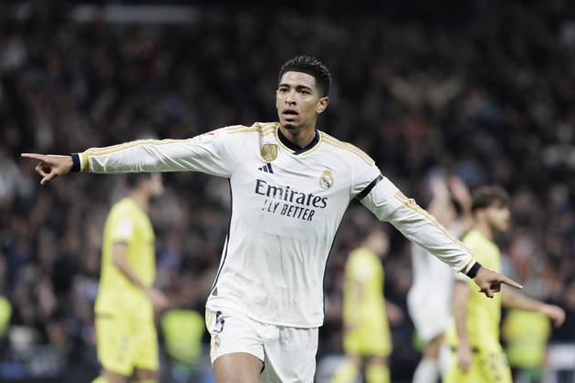 LA LIGA EA Sports - Real Madrid vs Villarreal Jude Bellingham of Real Madrid is celebrating a goal during the La Liga 2023 24 match between Real Madrid and Villarreal at Santiago Bernabeu Stadium in Madrid, Spain, on December 17, 2023. Madrid Spain Copyright: xGuillermoxMartinezx originalFilename:martinez-laligaea231217_npujj