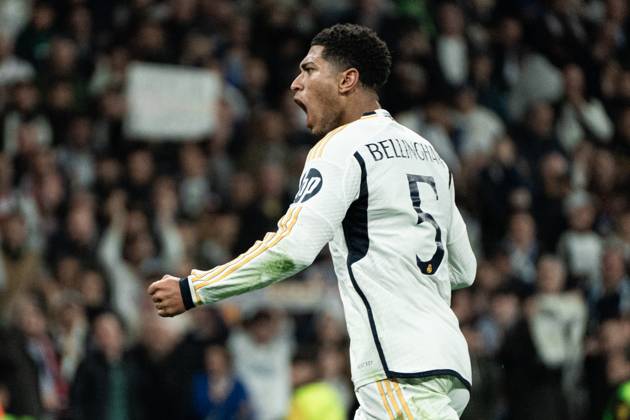 Real Madrid CF v RB Leipzig - Champions League MADRID, SPAIN, MARCH 6: Jude Bellingham of Real Madrid CF celebrating his assist during the 2st leg Champions League round of 16 match between Real Madrid CF and RB Leipzig at Estadio Santiago Bernabeu on March 06, 2024 in Madrid, Spain. Madrid Santiago Bernabeu Madrid Spain Copyright: xAlexxPerezx RealMadridLeipzig06mar (10)