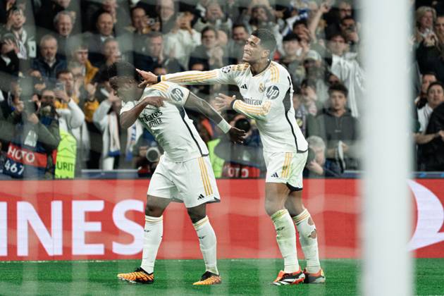 Real Madrid CF v RB Leipzig - Champions League MADRID, SPAIN, MARCH 6: Vinicius Junior of Real Madrid CF celebrating his goal with Jude Bellingham of Real Madrid CF during the 2st leg Champions League round of 16 match between Real Madrid CF and RB Leipzig at Estadio Santiago Bernabeu on March 06, 2024 in Madrid, Spain. Madrid Santiago Bernabeu Madrid Spain Copyright: xAlexxPerezx RealMadridLeipzig06mar (11)