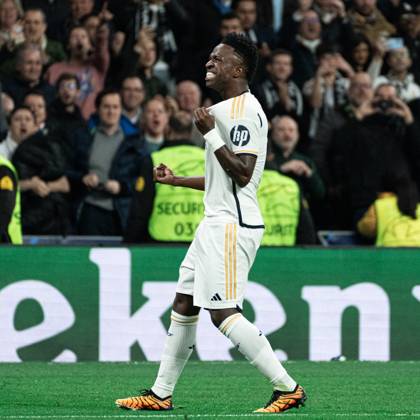 Real Madrid CF v RB Leipzig - Champions League MADRID, SPAIN, MARCH 6: Vinicius Junior of Real Madrid CF celebrating his goal during the 2st leg Champions League round of 16 match between Real Madrid CF and RB Leipzig at Estadio Santiago Bernabeu on March 06, 2024 in Madrid, Spain. Madrid Santiago Bernabeu Madrid Spain Copyright: xAlexxPerezx RealMadridLeipzig06mar (12)