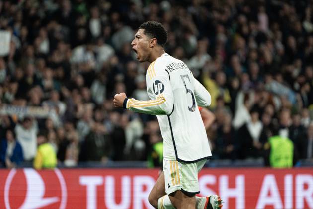 Real Madrid CF v RB Leipzig - Champions League MADRID, SPAIN, MARCH 6: Jude Bellingham of Real Madrid CF celebrating his assist during the 2st leg Champions League round of 16 match between Real Madrid CF and RB Leipzig at Estadio Santiago Bernabeu on March 06, 2024 in Madrid, Spain. Madrid Santiago Bernabeu Madrid Spain Copyright: xAlexxPerezx RealMadridLeipzig06mar (9)
