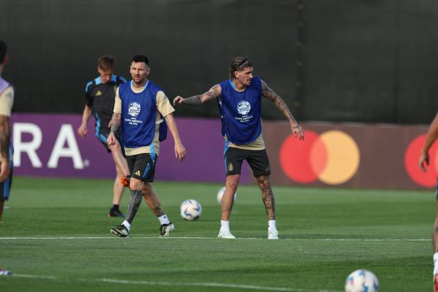 Argentina s forward Lionel Messi and teammates during a training session ahead the match against Canada for the Copa America USA 2024 semifinal match, at Red Bull Training Center at Whinnipany, New Jersey, on July 8, 2024. WHINNIPANY UNITED STATES Copyright: xALEJANDROxPAGNIx