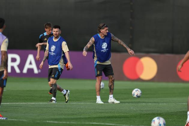 Argentina s forward Lionel Messi and teammates during a training session ahead the match against Canada for the Copa America USA 2024 semifinal match, at Red Bull Training Center at Whinnipany, New Jersey, on July 8, 2024. WHINNIPANY UNITED STATES Copyright: xALEJANDROxPAGNIx