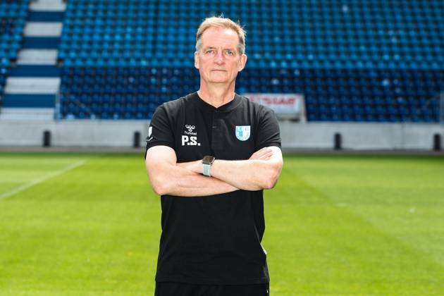 Trainer Petrik Sander, 1. FC Magdeburg - Fussball NOFV-Oberliga Süd Porträttermin 2023 2024 offizieller Fototermin 1. FC Magdeburg U23 in der MDCC Arena in Magdeburg - Porträt, Portrait, Einzelbild, Deutschland, Fussball, Maenner, GER, 26.07.2023