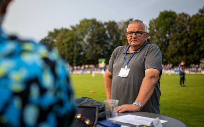Fussball, Saison 2024 2025, Niederrheinpokal 20.08.2023, 01. Runde, Herren, BW Dingden (weiss) vs. MSV Duisburg (schwarz) Johannes Buers (BW Dingden), Hamminkeln Sportanlage BW Dingden Nordrhein-Westfalen Deutschland