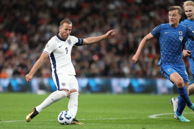 Harry Kane of England scores his first goal during the UEFA Nations League match between England and Finland at Wembley Stadium, London, England on 10 September 2024. Copyright: xJoshuaxSmithx 41750001