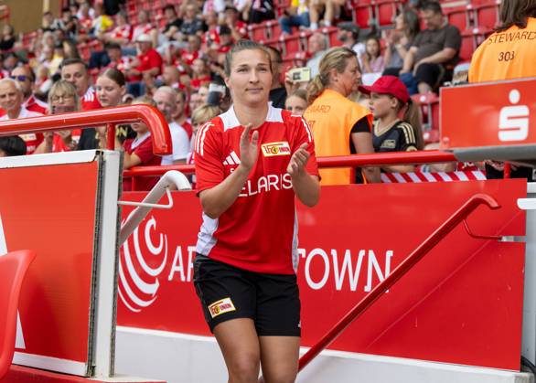 Fußball, Frauen, Testspiel, Saison 2024 2025, 1. FC Union Berlin - SV Werder Bremen, Katja Orschmann (1. Frauen 1. FC Union) bei der Teamvorstellung, 03.08. 2024, Copyright: xMatthiasxKochx