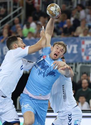 HC Zagreb v Aalborg Handbold - EHF Champions League ZAGREB, CROATIA - SEPTEMBER 18: Thomas Arnoldsen of Aalborg Handbold in action during EHF Champions League Group Phase match between HC Zagreb and Aalborg Handbold at Arena Zagreb on September 18, 2024 in Zagreb, Croatia. SanjinxStrukic PIXSELL
