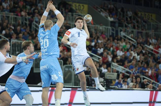 HC Zagreb v Aalborg Handbold - EHF Champions League ZAGREB, CROATIA - SEPTEMBER 18: Luka Lovre Klarica of HC Zagreb in action during EHF Champions League Group Phase match between HC Zagreb and Aalborg Handbold at Arena Zagreb on September 18, 2024 in Zagreb, Croatia. SanjinxStrukic PIXSELL