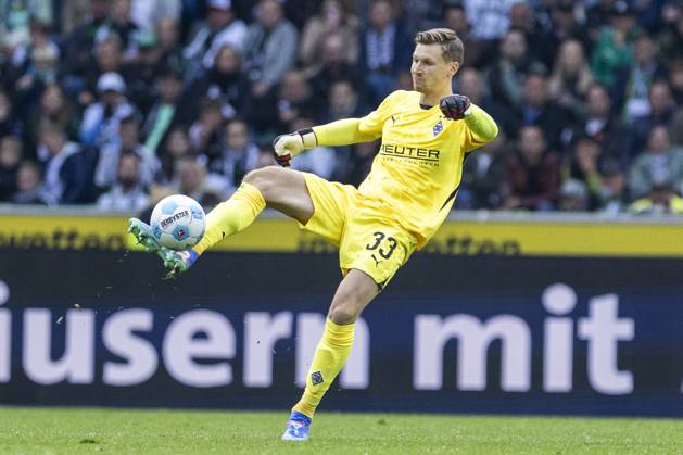 Moritz Nicolas (Borussia Moenchengladbach, 33). Moenchengladbach, Fussball 1.Bundesliga 5. Spieltag, Spieltag 5, Borussia Moenchengladbach - 1. FC Union Berlin, 28.09.2024, Borussia-Park, Moenchengladbach. DFL regulations prohibit any use of photographs as image sequences and or quasi-video Â
