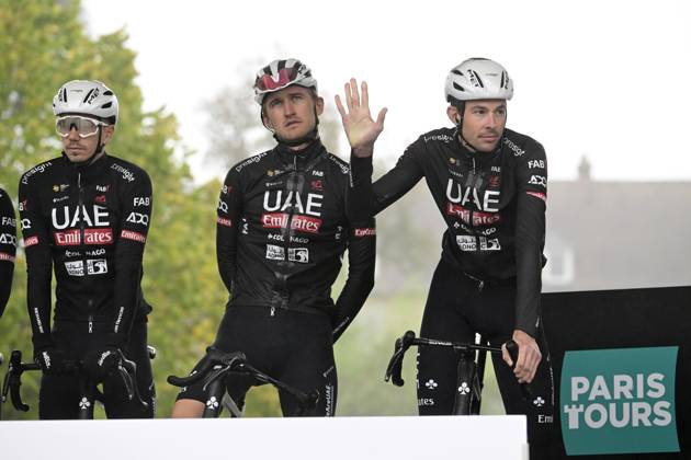 Paris-Tours cycling race 2024 TOURS, FRANCE - OCTOBER 06 : Laengen Vegard Stake (NOR) of UAE Team Emirates during the UCI Pro Series Paris-Tours cycling race with start in Chartres and finish in Tours (214km) on October 6, 2024 in Tours, France, 06 10 2024 Tours France Copyright: xPeterxDexVoechtx