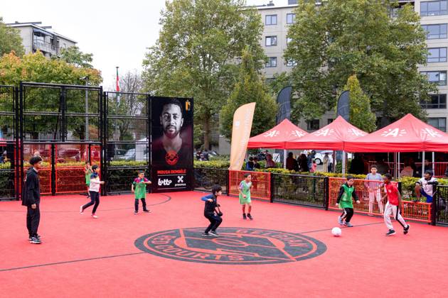 Illustration picture taken during the opening of a Belgian Red Court soccer field for youths in Borgerhout, Antwerp on Wednesday 09 October 2024. The Royal Belgian Football Association sponsors the opening of soccer courts in the whole country. WARDxVANDAEL x102224663x