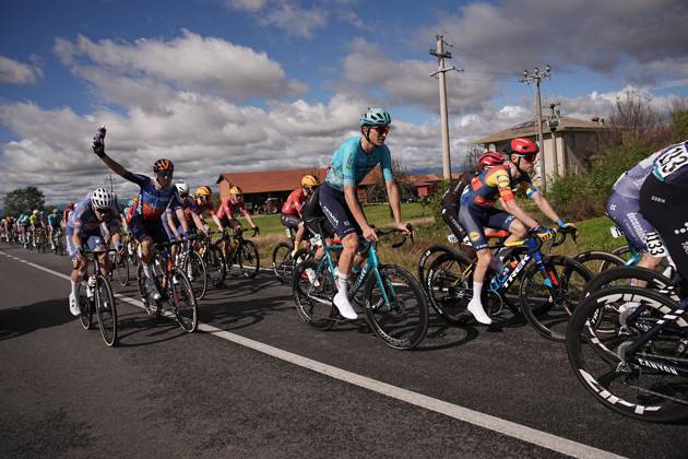 The pack rides during the 108th edition of the Gran Piemonte 2024 a 182 km one day race from Valdengo to Borgomanero on October 10, 2024, Italy. Copyright: xMarcoxAlpozzi LaPressex