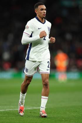 London, England, 10th October 2024. Trent Alexander-Arnold of England during the UEFA Nations League match at Wembley Stadium, London. Picture credit should read: Paul Terry Sportimage EDITORIAL USE ONLY. No use with unauthorised audio, video, data, fixture lists, club league logos or live services. Online in-match use limited to 120 images, no video emulation. No use in betting, games or single club league player publications. SPI-3369-0126