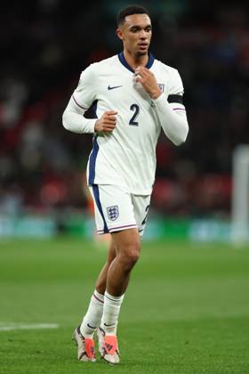 London, England, 10th October 2024. Trent Alexander-Arnold of England during the UEFA Nations League match at Wembley Stadium, London. Picture credit should read: Paul Terry Sportimage EDITORIAL USE ONLY. No use with unauthorised audio, video, data, fixture lists, club league logos or live services. Online in-match use limited to 120 images, no video emulation. No use in betting, games or single club league player publications. SPI-3369-0127