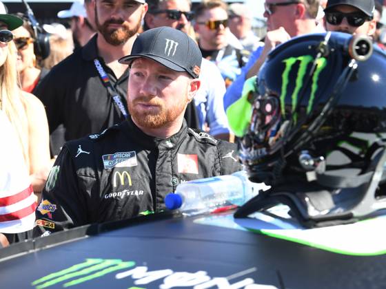 CHARLOTTE, NC - OCTOBER 13: Tyler Reddick ( 45 23XI Racing Monster Energy Toyota) looks on prior to the running of the NASCAR, Motorsport, USA Cup Series Bank of America ROVAL 400 on October 13, 2024, at Charlotte Motor Speedway in Concord, NC. (Photo by Jeffrey Vest Icon Sportswire) AUTO: OCT 13 NASCAR Cup Series Bank of America ROVAL 400 EDITORIAL USE ONLY Icon241013446