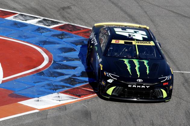 CHARLOTTE, NC - OCTOBER 13: Tyler Reddick ( 45 23XI Racing Monster Energy Toyota) drives into turn 16 during the running of the NASCAR, Motorsport, USA Cup Series Bank of America ROVAL 400 on October 13, 2024 at Charlotte Motor Speedway in Charlotte, NC. (Photo by Jeff Robinson Icon Sportswire) AUTO: OCT 13 NASCAR Cup Series Bank of America ROVAL 400 EDITORIAL USE ONLY Icon241013600400
