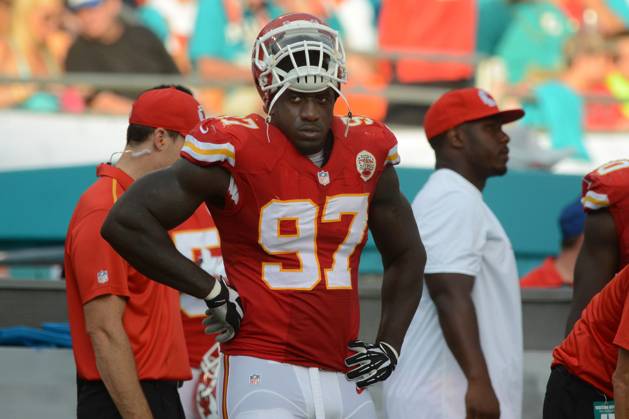NFL, American Football Herren, USA Chiefs vs Dolphins SEP 21 September 21, 2014: Allen Bailey 97 of the Kansas City Chiefs in action during the NFL football game between the Miami Dolphins and Kansas City Chiefs at Sun Life Stadium in Miami Gardens FL. The Chiefs defeated the Dolphins 34-15. Miami Gardens FL U.S. EDITORIAL USE ONLY Copyright: xx ZUMA-20140921_zaf_cd5_073.jpg JCxRidleyx csmphoto963184