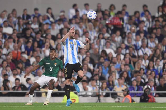 BUENOS AIRES, ARGENTINA - OCTOBER 15: Nicolas Tagliafico, Diego Daniel Medina Roman of Argentina during the FIFA World Cup, WM, Weltmeisterschaft, Fussball 2026 South American Qualifier match between Argentina and Bolivia at Estadio Mas Monumental Antonio Vespucio Liberti on October 15, 2024 in Buenos Aires, Argentina. Photo by D.Halisz SFSI Argentina v Bolivia - FIFA World Cup 2026 Qualifier Copyright: xDiegoxHalisz SFSIx