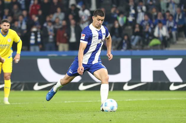 18.10.2024, xtgx, Fussball - 2.Bundesliga, Hertha BSC Berlin - Eintracht Braunschweig emspor, v.l. Ibrahim Maza (Hertha, 10) trifft per Elfmeter zum 2:1 (DFL DFB REGULATIONS PROHIBIT ANY USE OF PHOTOGRAPHS as IMAGE SEQUENCES and or QUASI-VIDEO) Berlin