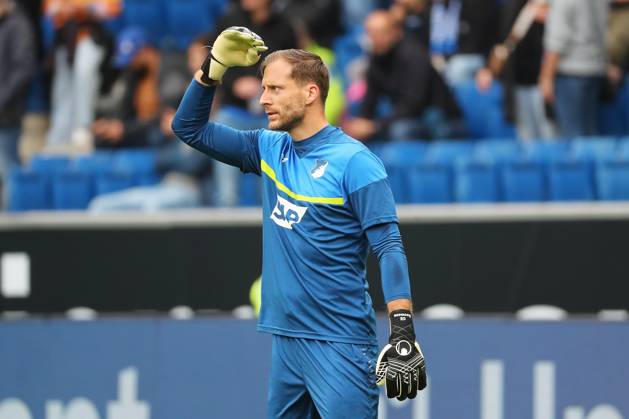 19.10.2024, xtvx, Fussball 1.Bundesliga, TSG 1899 Hoffenheim - VfL Bochum emspor, v.l. Torwart Oliver Baumann (TSG 1899 Hoffenheim) warms up, beim Aufwaermen (DFL DFB REGULATIONS PROHIBIT ANY USE OF PHOTOGRAPHS as IMAGE SEQUENCES and or QUASI-VIDEO) Sinsheim