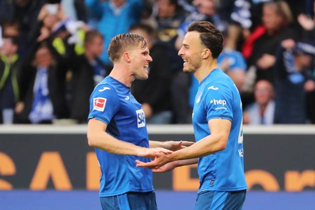 19.10.2024, xtvx, Fussball 1.Bundesliga, TSG 1899 Hoffenheim - VfL Bochum emspor, v.l. Goal scored, Tor zum 3:1 Haris Tabakovic (TSG 1899 Hoffenheim) Cristian Gamboa (VfL Bochum) Marius Buelter (TSG 1899 Hoffenheim) Haris Tabakovic (TSG 1899 Hoffenheim) (DFL DFB REGULATIONS PROHIBIT ANY USE OF PHOTOGRAPHS as IMAGE SEQUENCES and or QUASI-VIDEO) Sinsheim