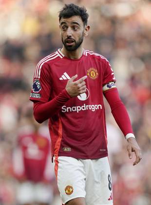 Manchester, England, 19th October 2024. Bruno Fernandes of Manchester United, ManU during the Premier League match at Old Trafford, Manchester. Picture credit should read: Andrew Yates Sportimage EDITORIAL USE ONLY. No use with unauthorised audio, video, data, fixture lists, club league logos or live services. Online in-match use limited to 120 images, no video emulation. No use in betting, games or single club league player publications. SPI-3399-0127