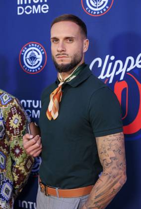 October 23, 2024, Los Angeles, California, USA: Maxime Chanot on the red carpet of the Los Angeles Clippers Season Opener held prior to their NBA, Basketball Herren, USA Season game against the Phoenix Suns on Wednesday October 23, 2024 at Intuit Dome Arena in Inglewood, California. JAVIER ROJAS PI Los Angeles USA - ZUMAp124 20241023_zaa_p124_070 Copyright: xJavierxRojasx