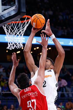 October 27, 2024, Madrid, Madrid, SPAIN: Walter Samuel Tavares da Veiga of Real Madrid in action during the Spanish League, Liga ACB Endesa, basketball match played between Real Madrid and BAXI Manresa at WiZink Center on October 27, 2024, in Madrid, Spain. Madrid SPAIN - ZUMAa181 20241027_zaa_a181_025 Copyright: xDennisxAgyemanx