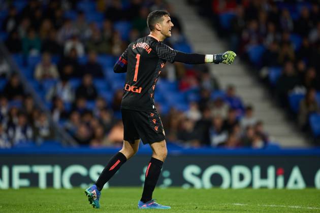 October 27, 2024, San Sebastian, Guipuzcoa, SPAIN: Sergio Herrera of CA Osasuna reacts during the LaLiga EA Sports match between Real Sociedad and CA Osasuna at Reale Arena on October 27, 2024, in San Sebastian, Spain. San Sebastian SPAIN - ZUMAa181 20241027_zaa_a181_300 Copyright: xRicardoxLarreinax